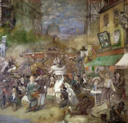 Dekoratives Panel, das Paris darstellt, Salon de la Commission du Personnel